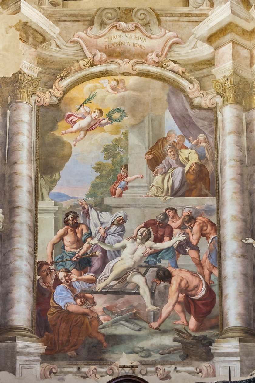 Umučení svatého Vavřince, Teatini Room, Kostel San Vincenzo, Piacenza, Emilia-Romagna, Itálie (foto) od Unbekannter Künstler