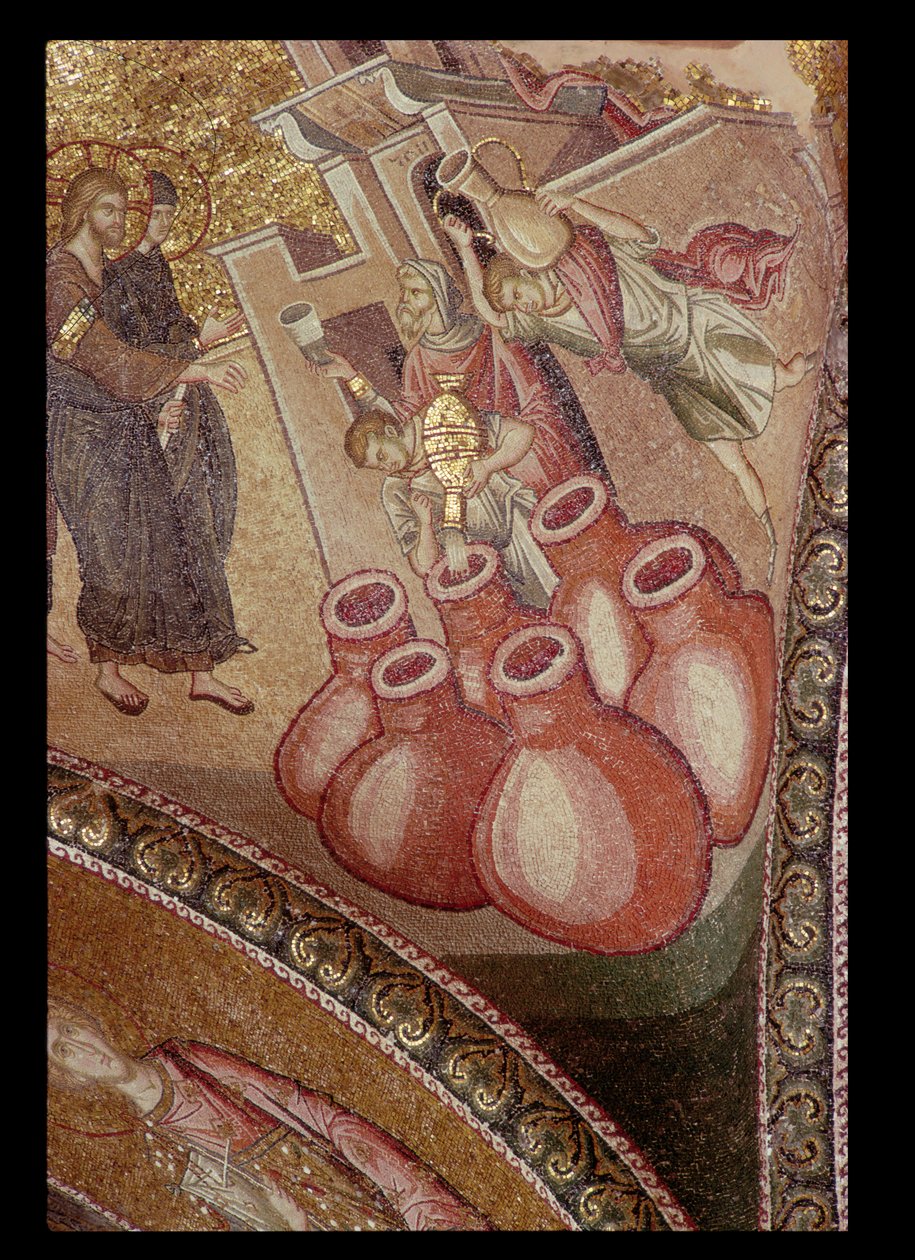 Zázrak z Kány, z kláštera Chora, byzantský, kolem 14. století (mozaika) (podrobnosti viz 119256) od Unbekannt