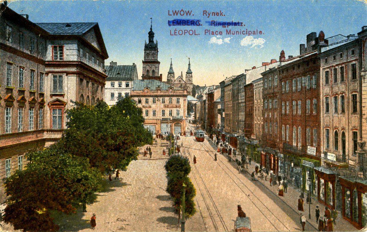 Náměstí Rynok ve Lvově (Lvov), Ukrajina od Unbekannter Künstler