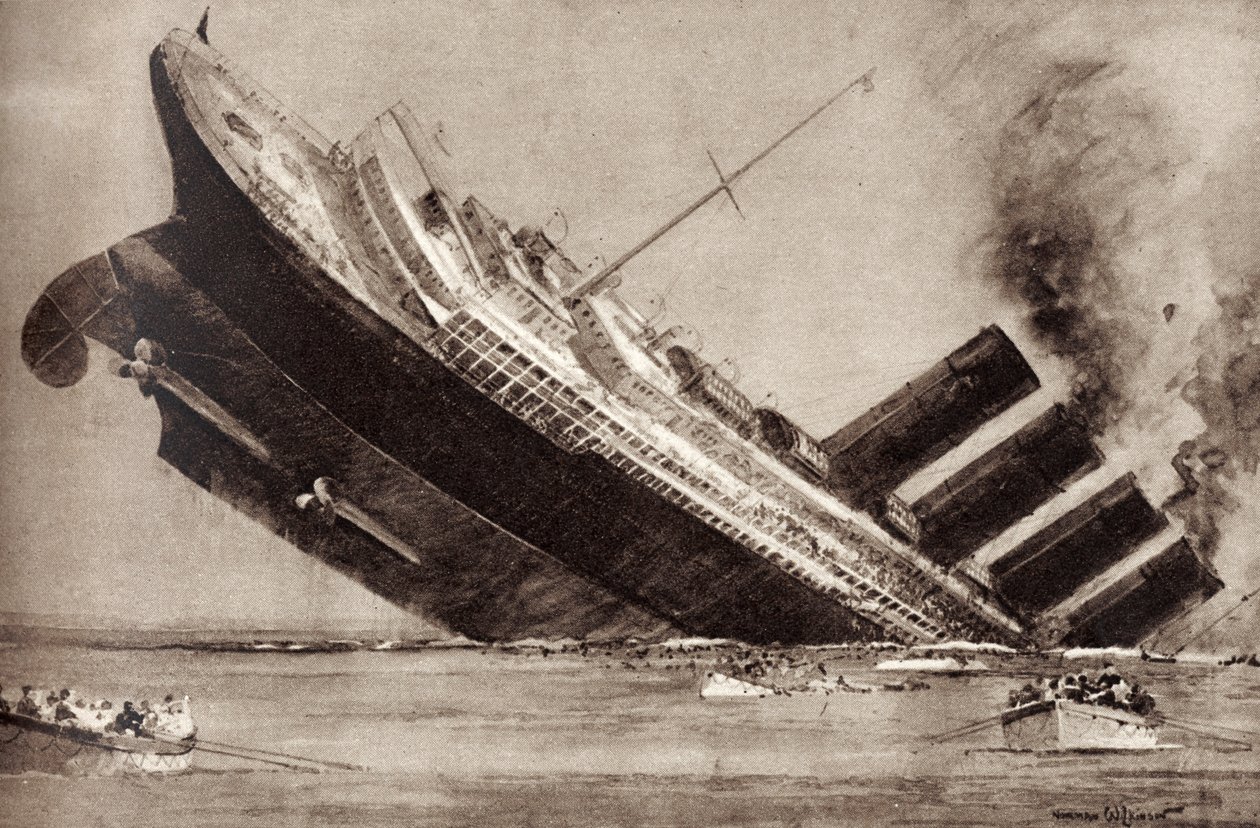 "Potopení lodi Lusitania od Unbekannter Künstler