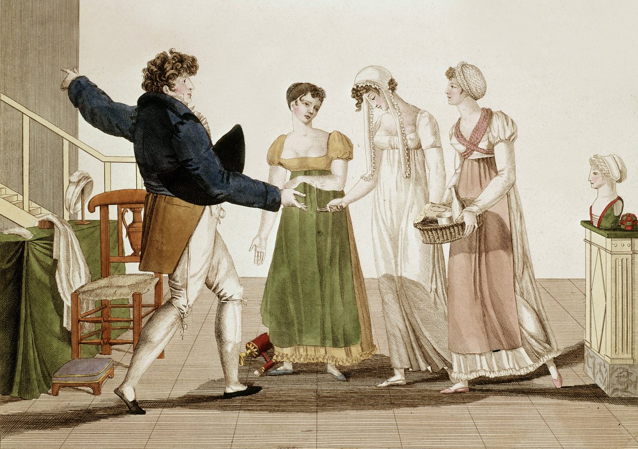Módní návrhář v době 1. císařství ve Francii (1804-1815), rytina od Unbekannter Künstler