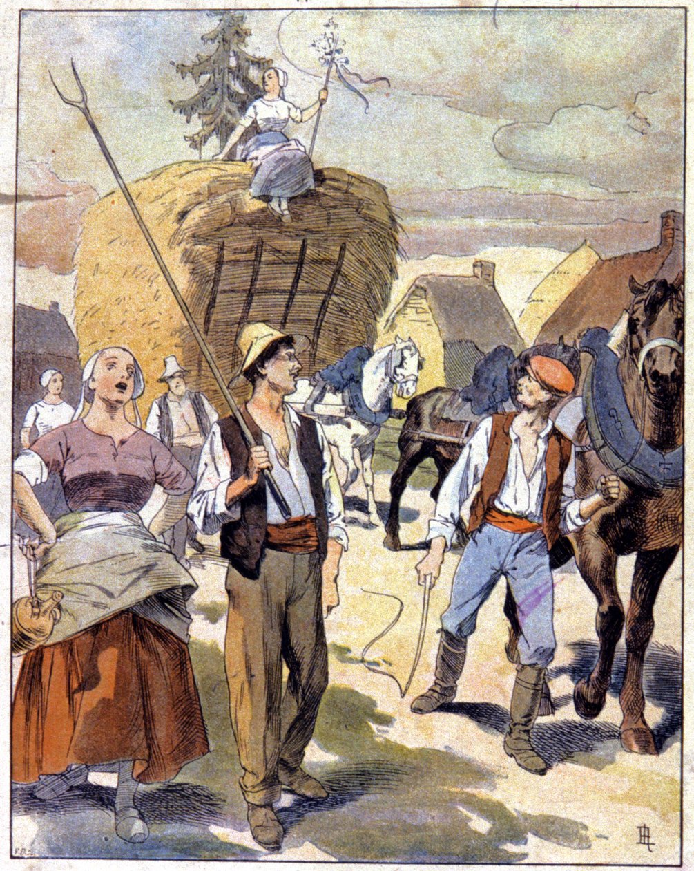 Poslední vůz s pšenicí v Beauce, cca 1910 (ilustrace) od Unbekannter Künstler