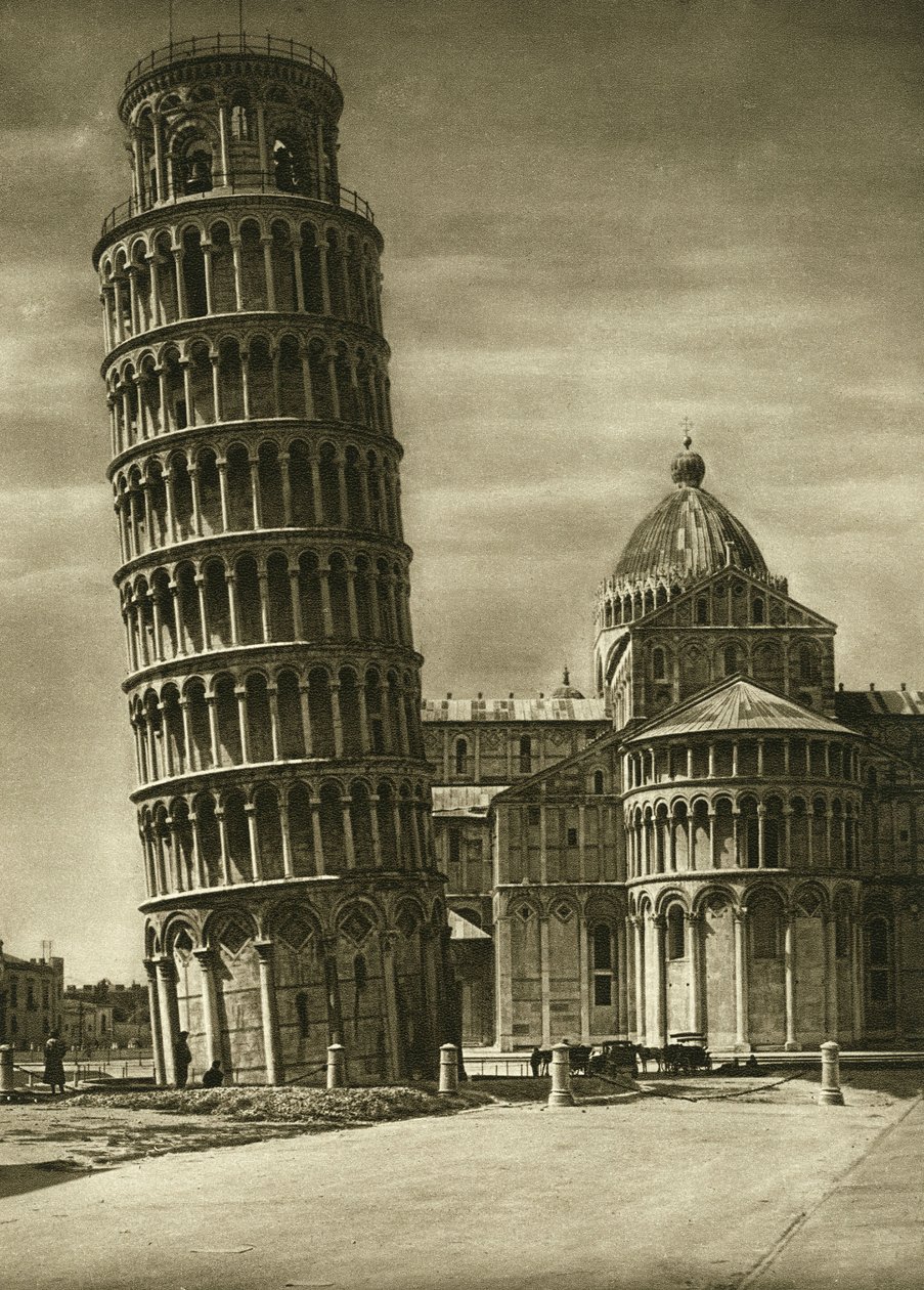 Šikmá věž a apsida kopule (duomo) v Pise v roce 1925 od Unbekannt