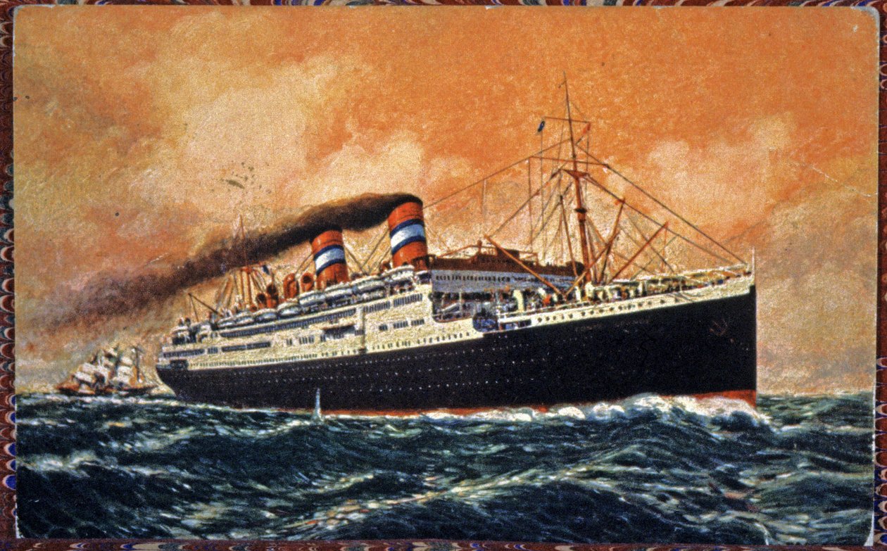 Parník Conte Grande, cca 1930 (ilustrace) od Unbekannter Künstler
