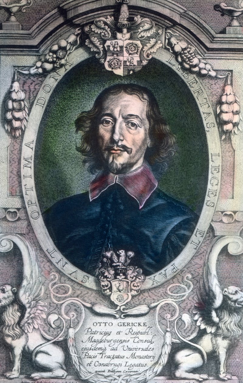 Starosta města Magdeburg, Otto von Guericke, byl také známý jako politik, právník, fyzik a vynálezce. od Unbekannter Künstler