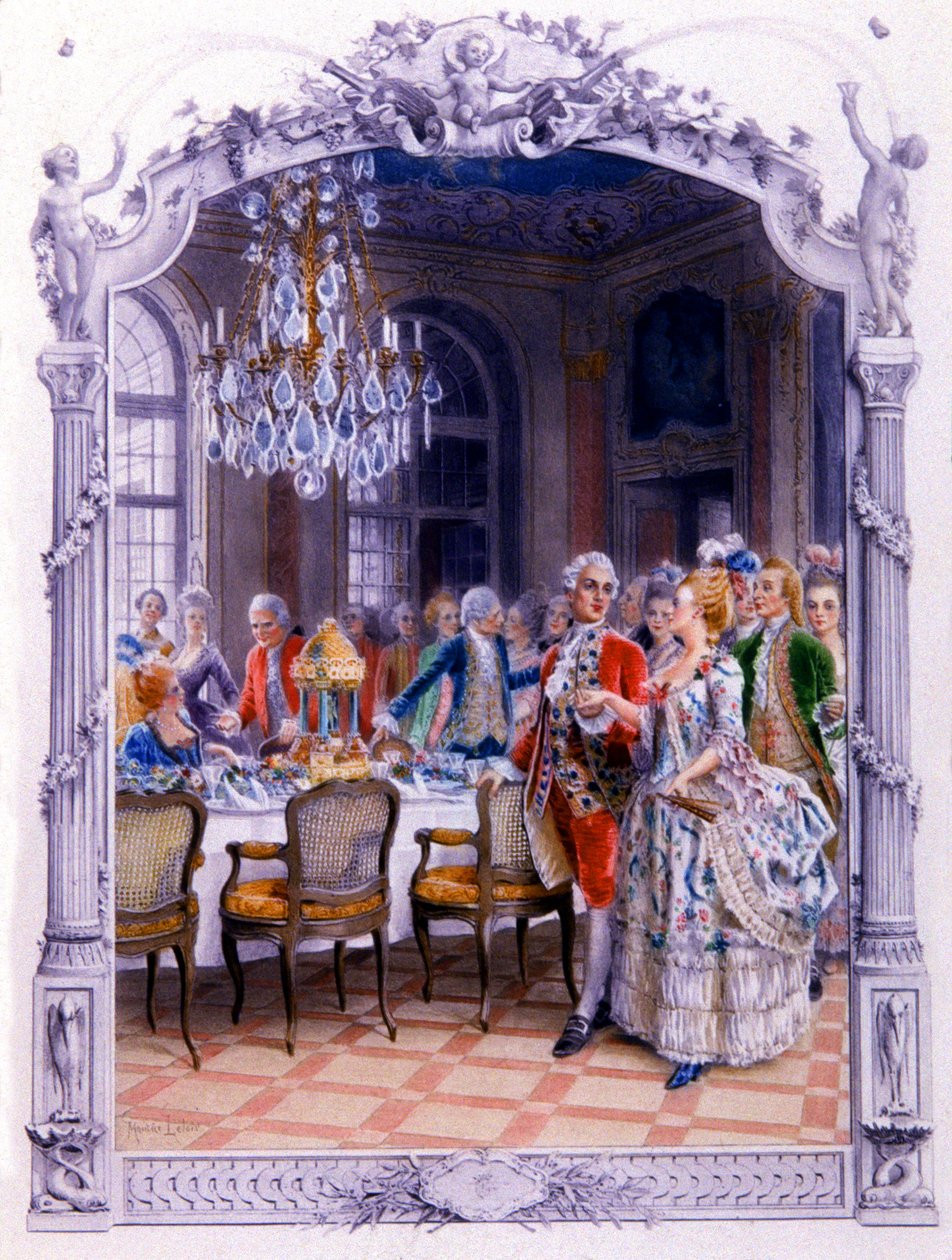 Jídlo v 18. století, kolem roku 1900 (ilustrace) od Unbekannter Künstler