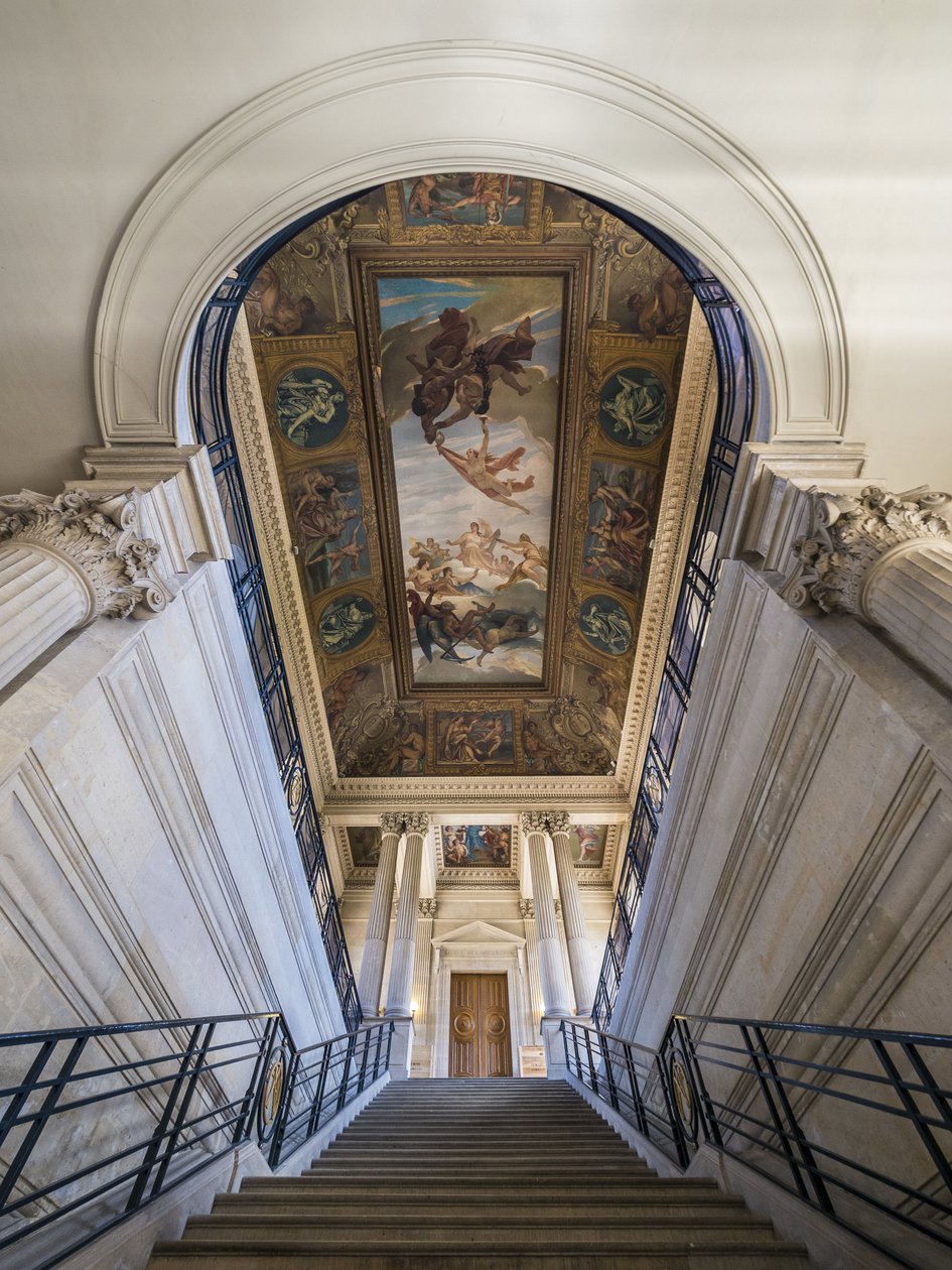 Schodiště, architekt Charles Lelong (1793-1861) a Edouard Dubois (1795-1813), mezi 1840 a 1846. Na stropě, Francie připojující své archivy k úsvitu času, obraz Felixe Jobbe Duvala (1821-1889), mezi lety 1877 a 1881. Hotel de Soubise od Unbekannt