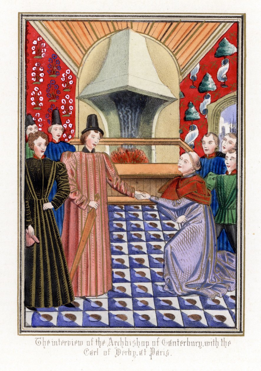 Tomáš Arundel (1353-1414), arcibiskup z Cantorbery, se setkal s Jindřichem Bolingbrokem (Jindřich IV. Anglický). od Unbekannter Künstler