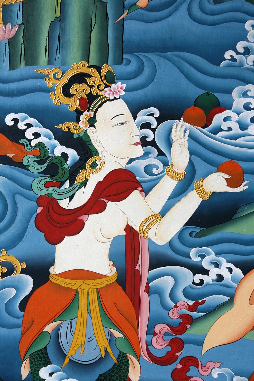 Tibetan deity. Kopan monastery, Kathmandu, Nepal od Unbekannt