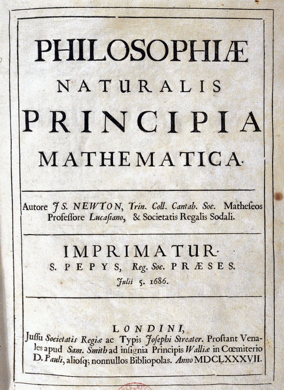 Titulní strana Newtonovy knihy „Principia Mathematica“ od Unbekannt