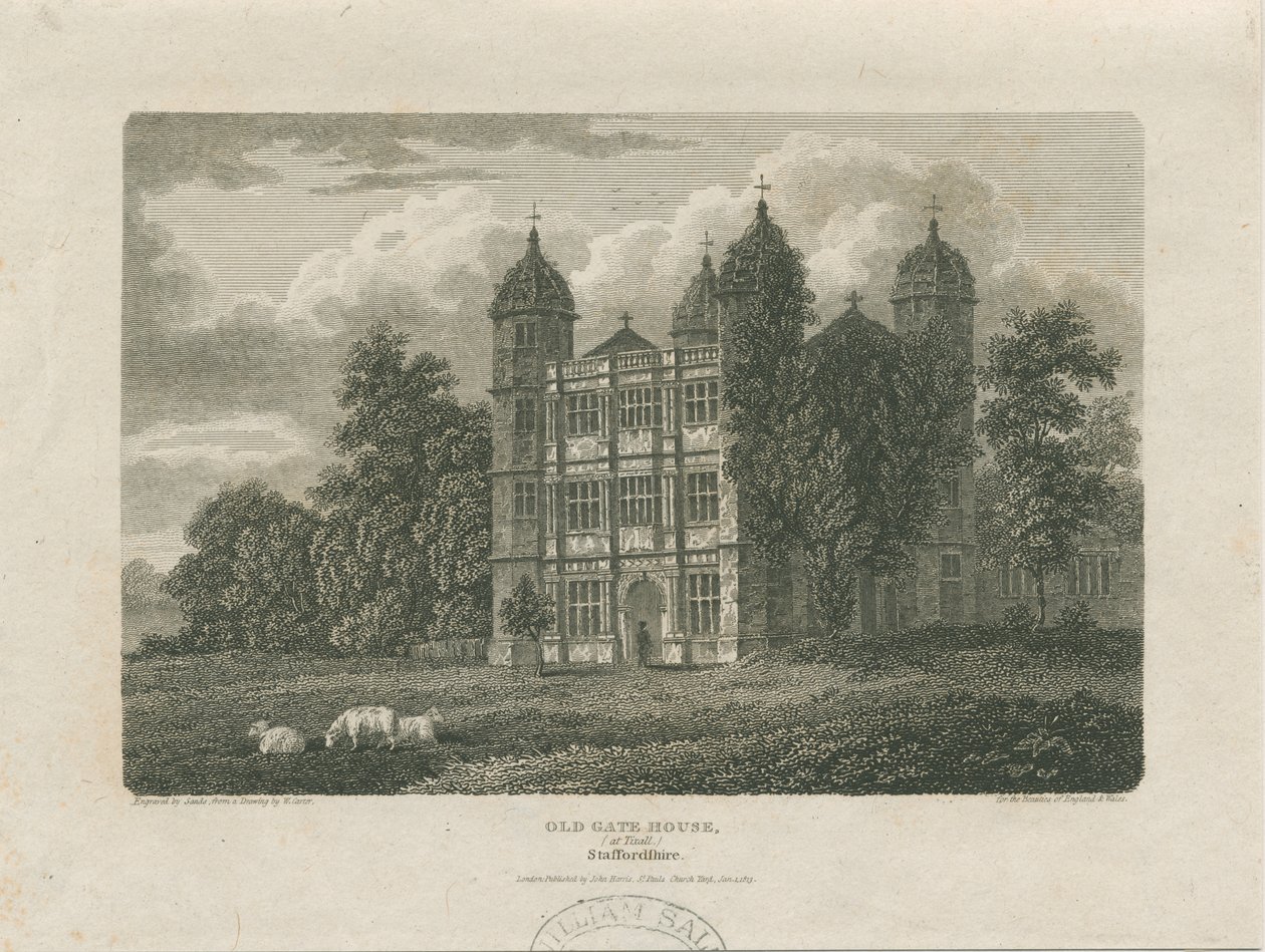 Tixall Hall - Gatehouse: rytina, 25. listopadu 1775 od Unbekannt
