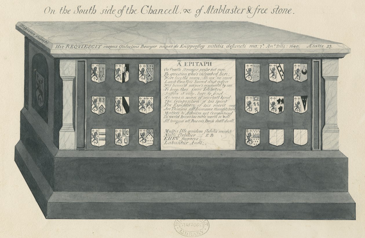 Tomb in Biddulph Church - William Bowyer: lavírovaná kresba, nd [?19. století] od Unbekannt