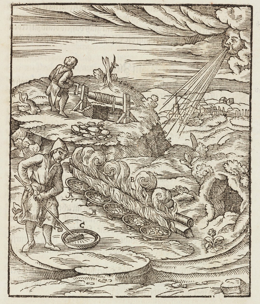 Traitement du bismuth - Gravure extraite de Description des minerais et des Principles methodes d