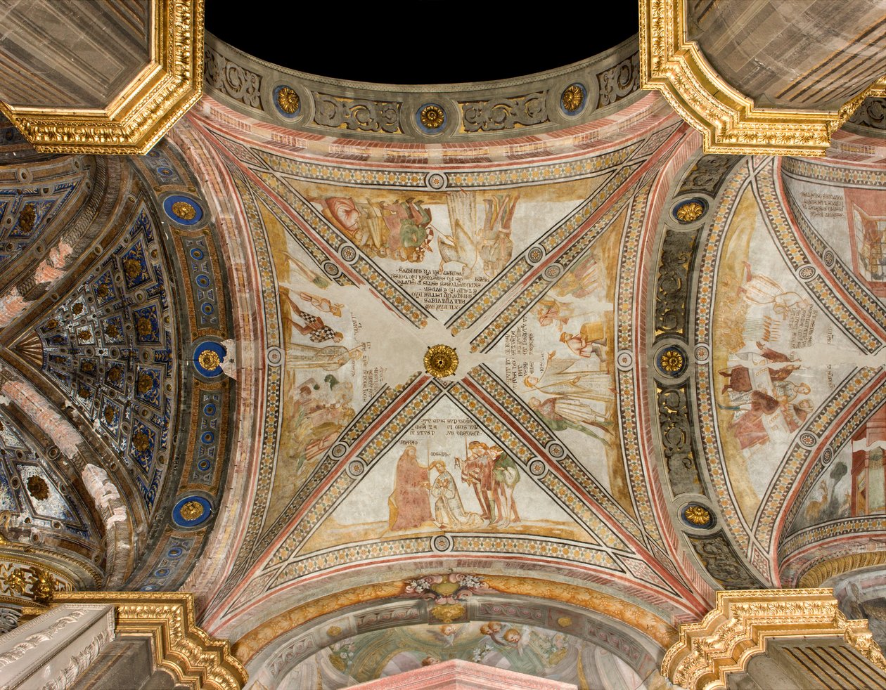 Transept jižní třetina východní rozpětí, Příběhy o Josefovi, Josef jmenovaný místokrálem Egypta, Josef vydává pšenici, Bratři se setkávají s Josefem, aniž by ho uznali, Bratři poznali Josefa od Unbekannt