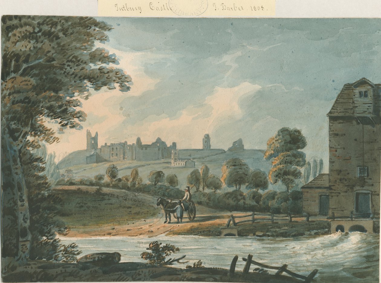 Hrad Tutbury - South East View: malba vodovými barvami, 1808 od Unbekannt