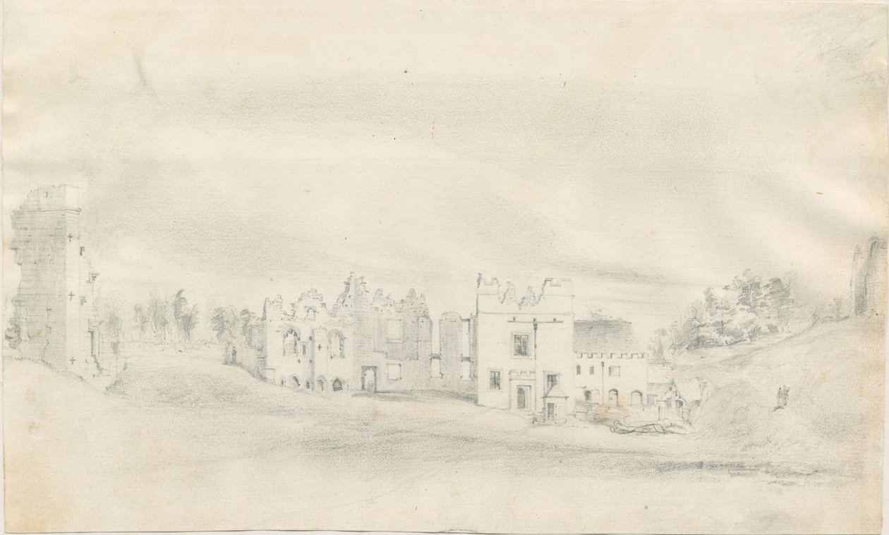 Hrad Tutbury: kresba tužkou, nd [?19. století] od Unbekannt