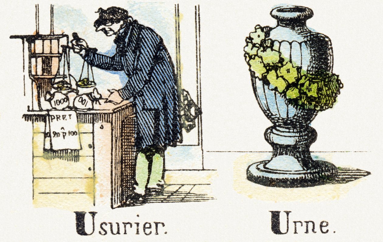 U - Lichvář - Urne - Abeceda dětské zábavy c.1890 (litografie) od Unbekannt