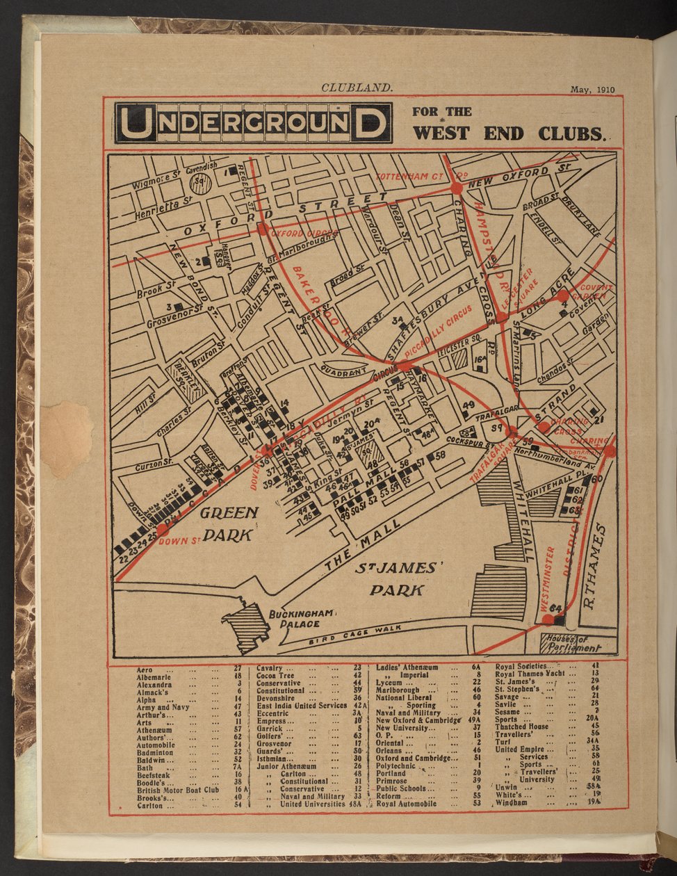 Underground pro kluby West End, květen 1910 od Unbekannter Künstler