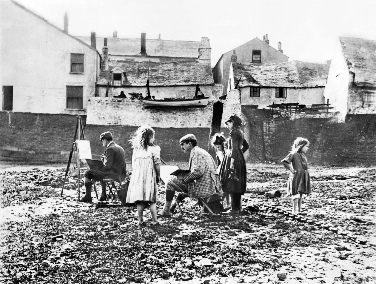 Spojené království : Artists Painting By the River Torridge. Appledore, Devon od Unbekannt