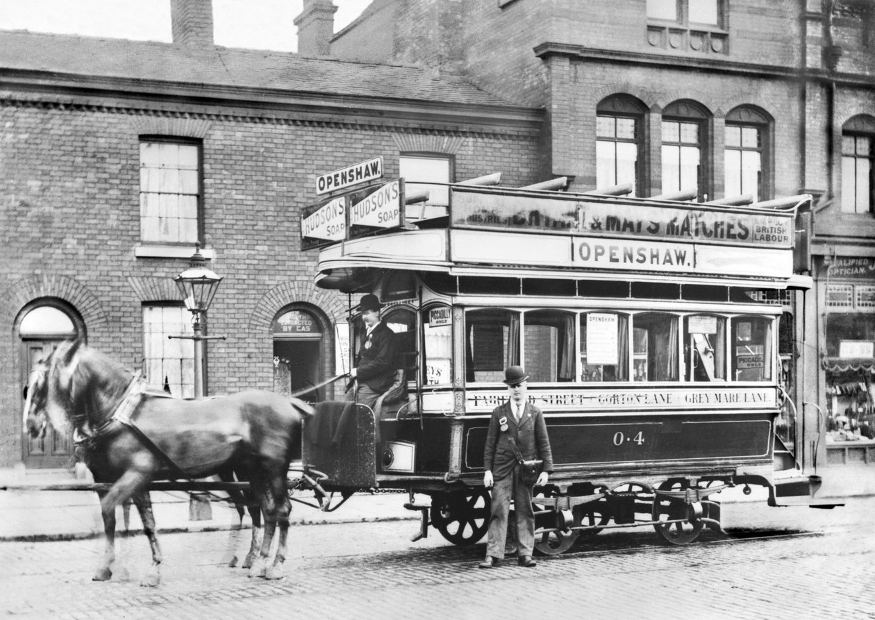 Spojené království: Open Horse Tram v Manchesteru, c1890 od Unbekannt