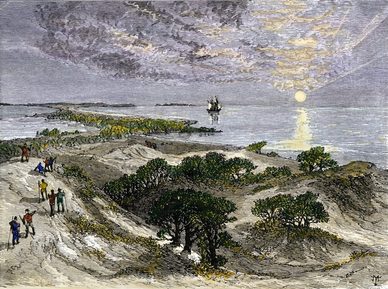 Spojené státy americké, stát Virginia: English settlers on Roanoke Island Lands od Unbekannter Künstler