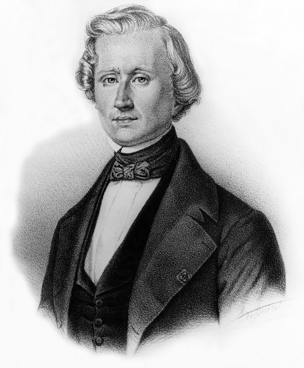 Urbain Jean Joseph Le Verrier (1811-1853), francouzský astronom a ředitel hvězdárny v Paříži, rytina Auguste Roye od Unbekannter Künstler