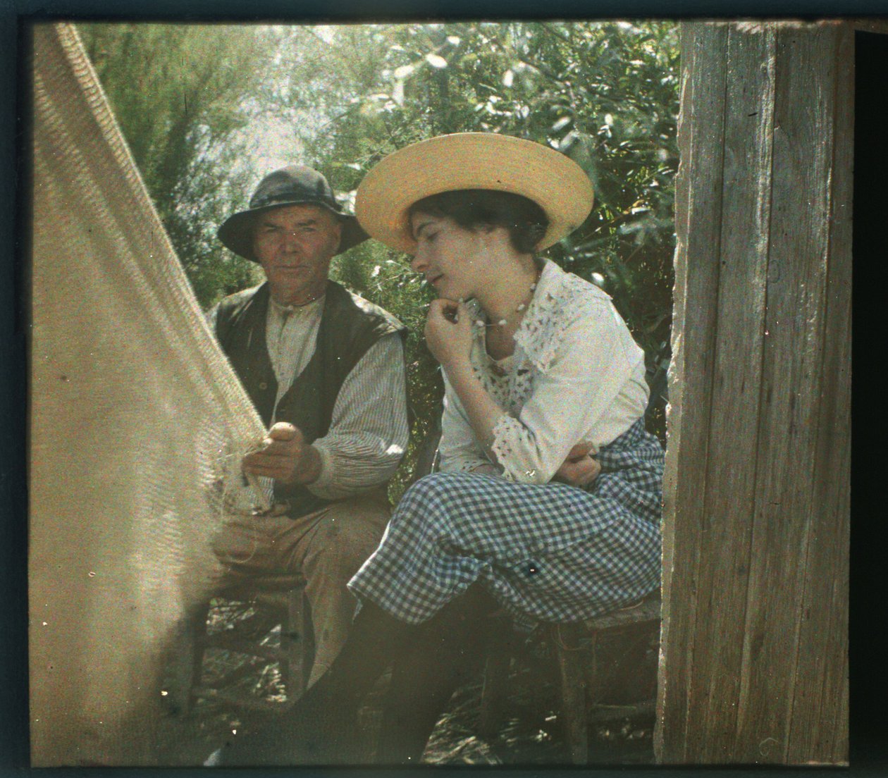 Vendée malebné: lecon de filet, srpen-1919, Longeville, Francie - Autochrom anonymní od Unbekannter Künstler