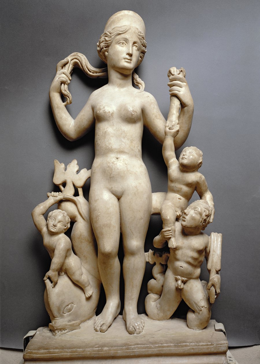 Venuše s putti, tritonem a delfínem, Řím, 4. století našeho letopočtu (mramor) od Unbekannt