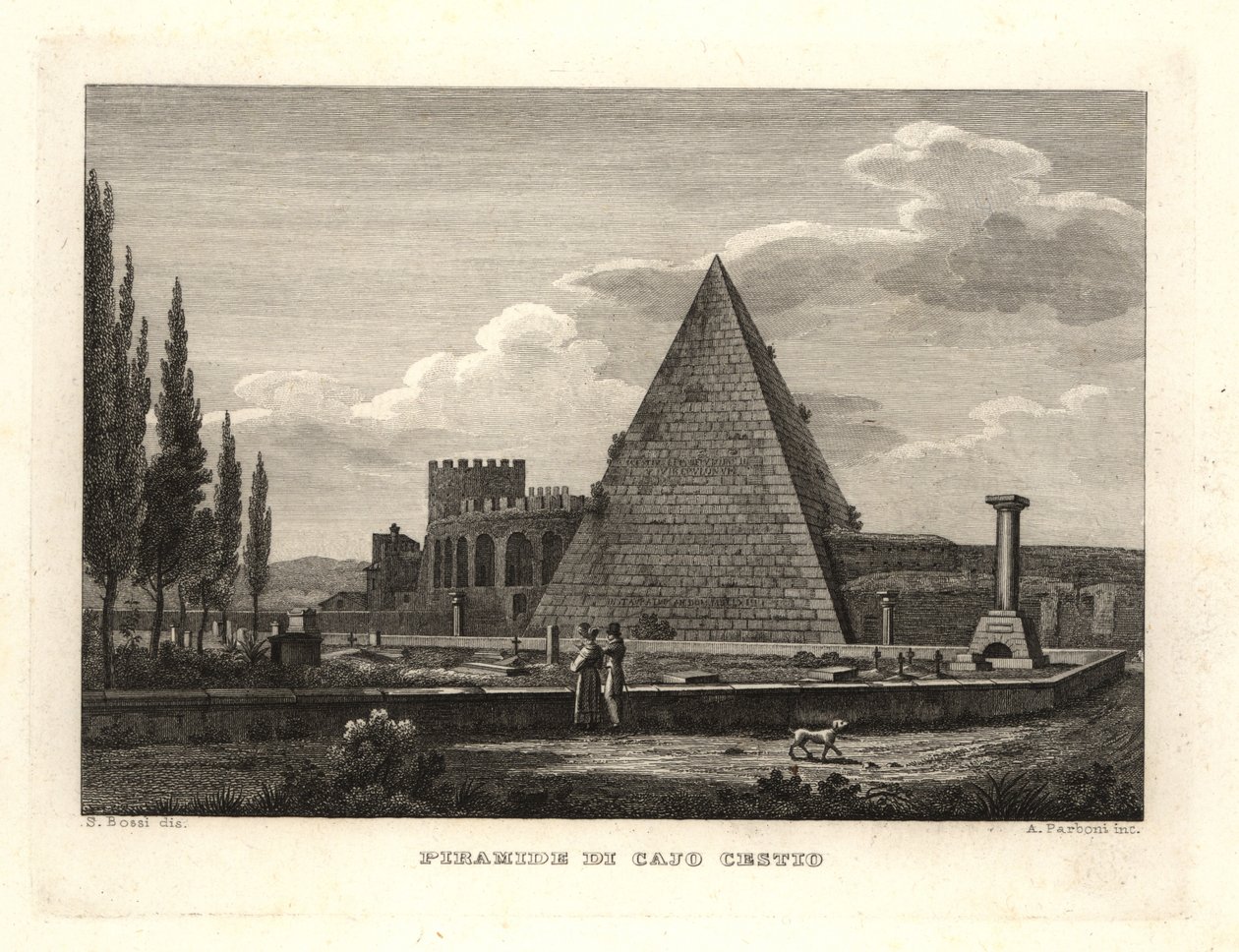 Pohled na Cestiovu pyramidu v Římě, postavenou pro Gaia Cestiuse od Unbekannt