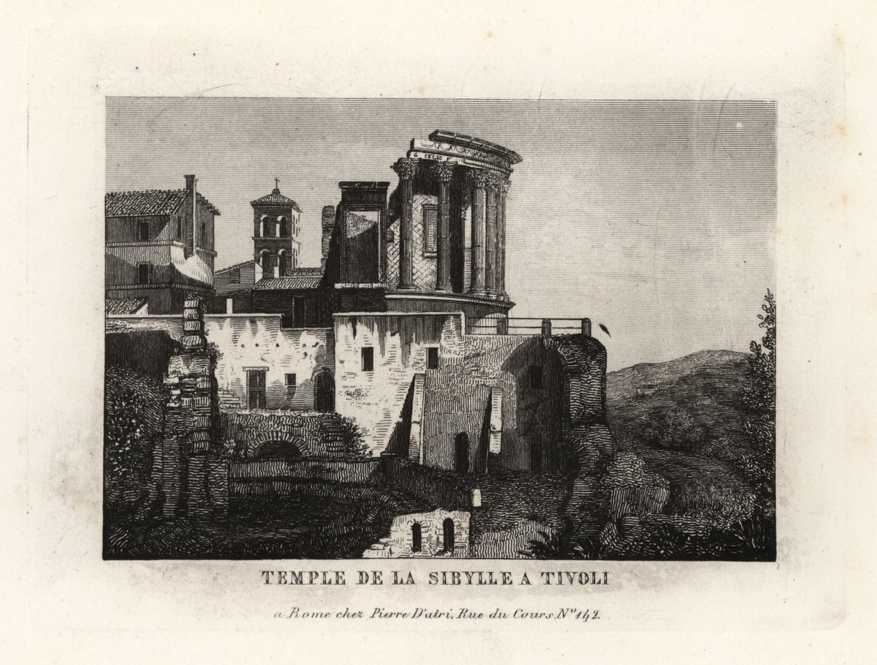 Pohled na chrám Sybil nebo chrám Vesta v Tivoli od Unbekannt