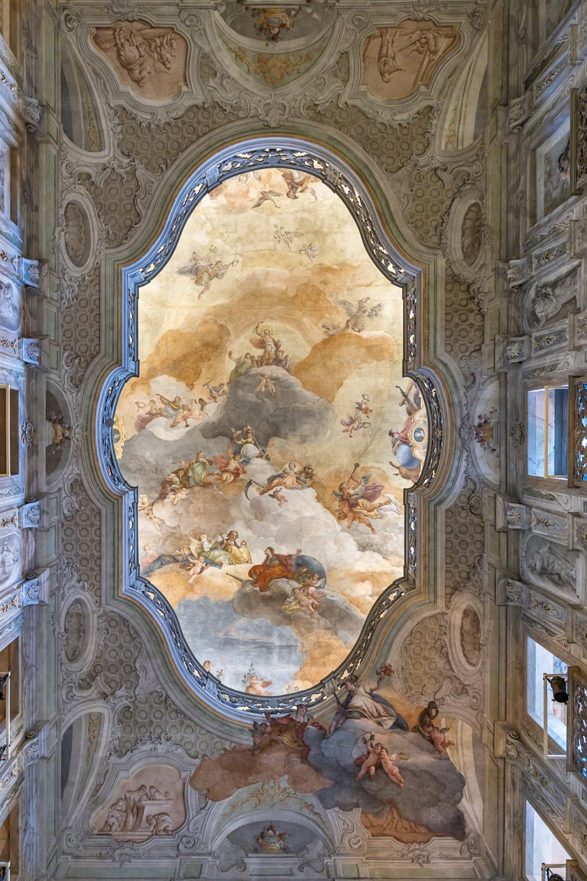 Pohled na strop, vstupní hala nebo foyer, Teatro Grande, Brescia, Itálie (foto) od Unbekannter Künstler