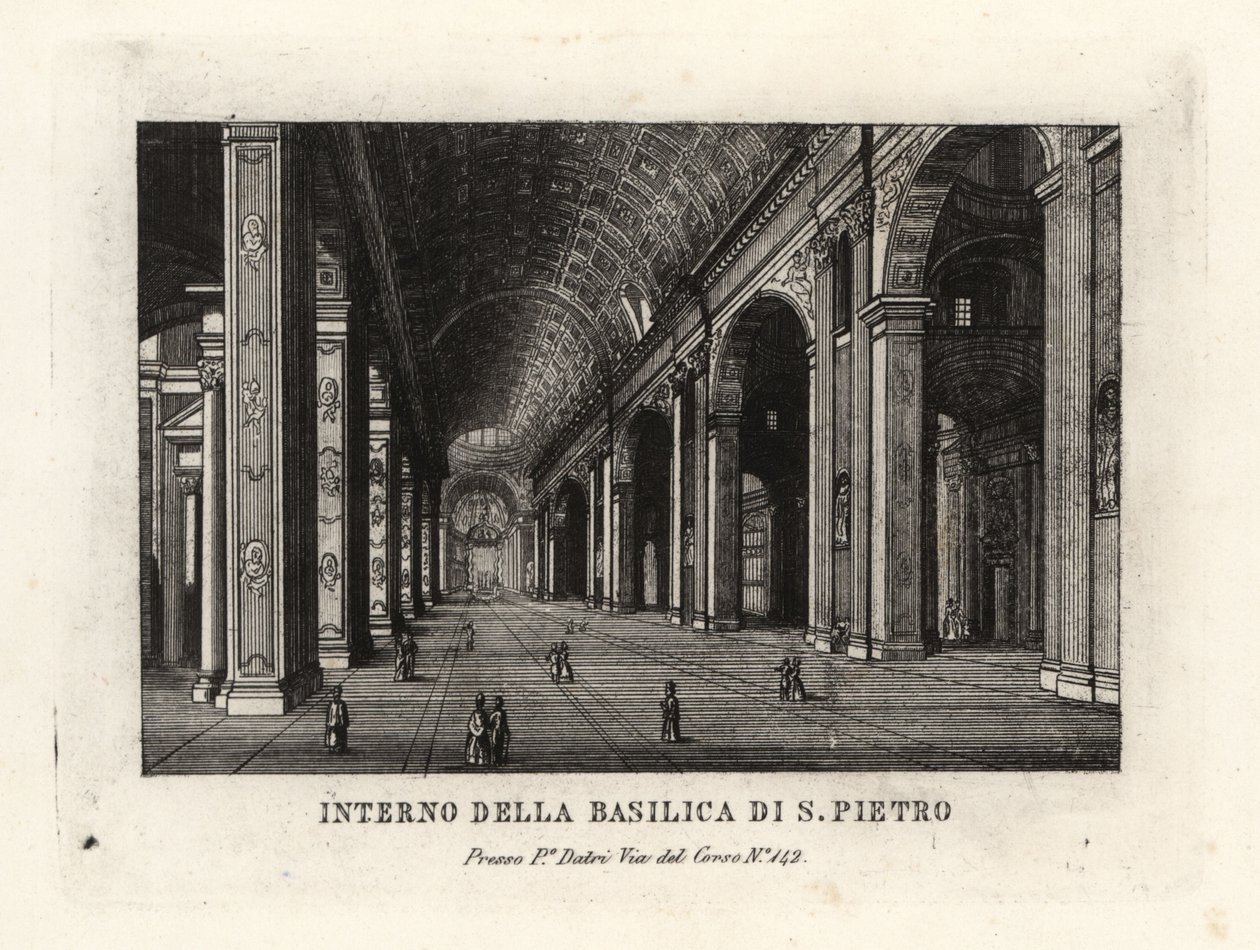Pohled na interiér baziliky svatého Petra, Basilica Sancti Petri, Řím od Unbekannt