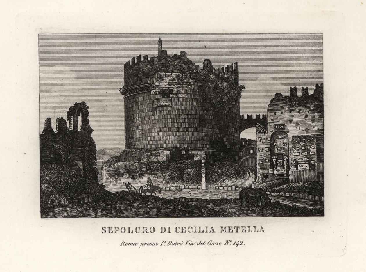 Pohled na ruinu hrobky Caecilia Metella, Sepolcro di Cecilia Metella, Řím od Unbekannt