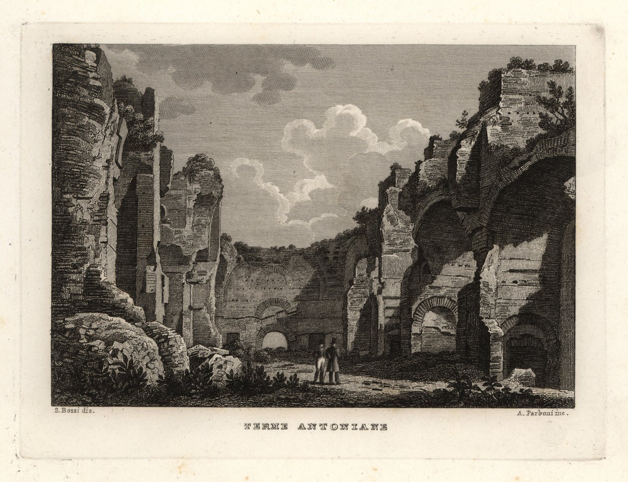 Pohled na ruiny lázní Caracalla, Terme Antoniane, Řím od Unbekannt