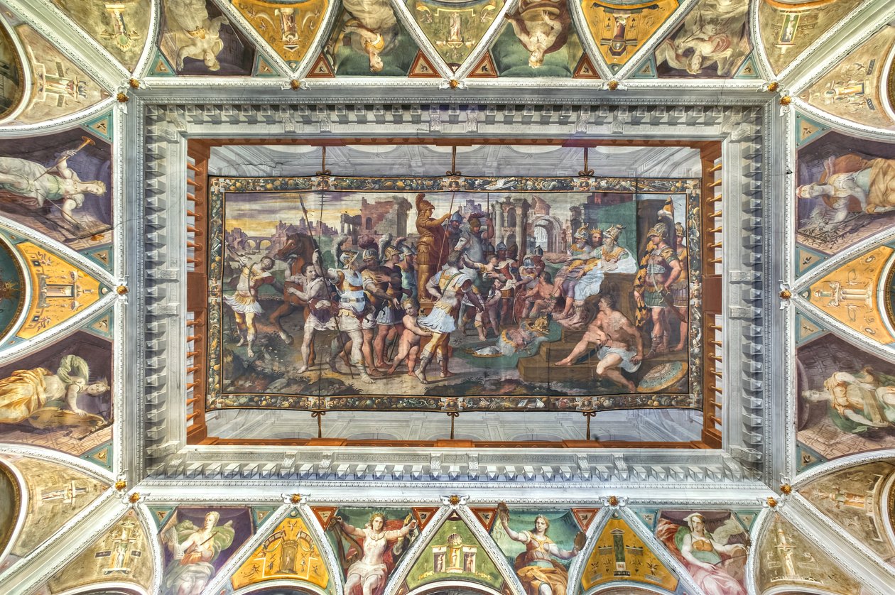Pohled na klenbu Odysseovy komnaty, Palazzo della Prefettura, Bergamo, Itálie (foto) od Unbekannter Künstler