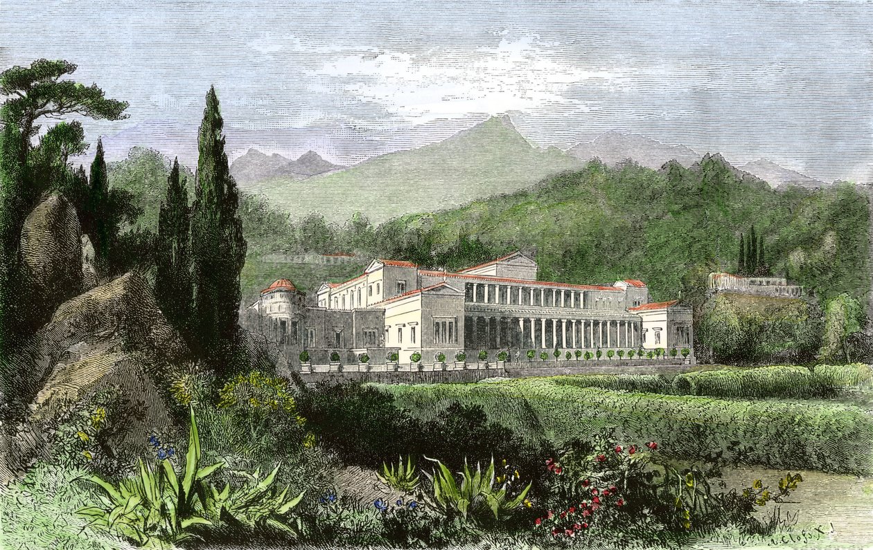 Villa de Plinius Mladý (latinsky Caius Plinius Caecilius Secundus, 61-114), římský spisovatel a politik, Starověký Řím od Unbekannter Künstler