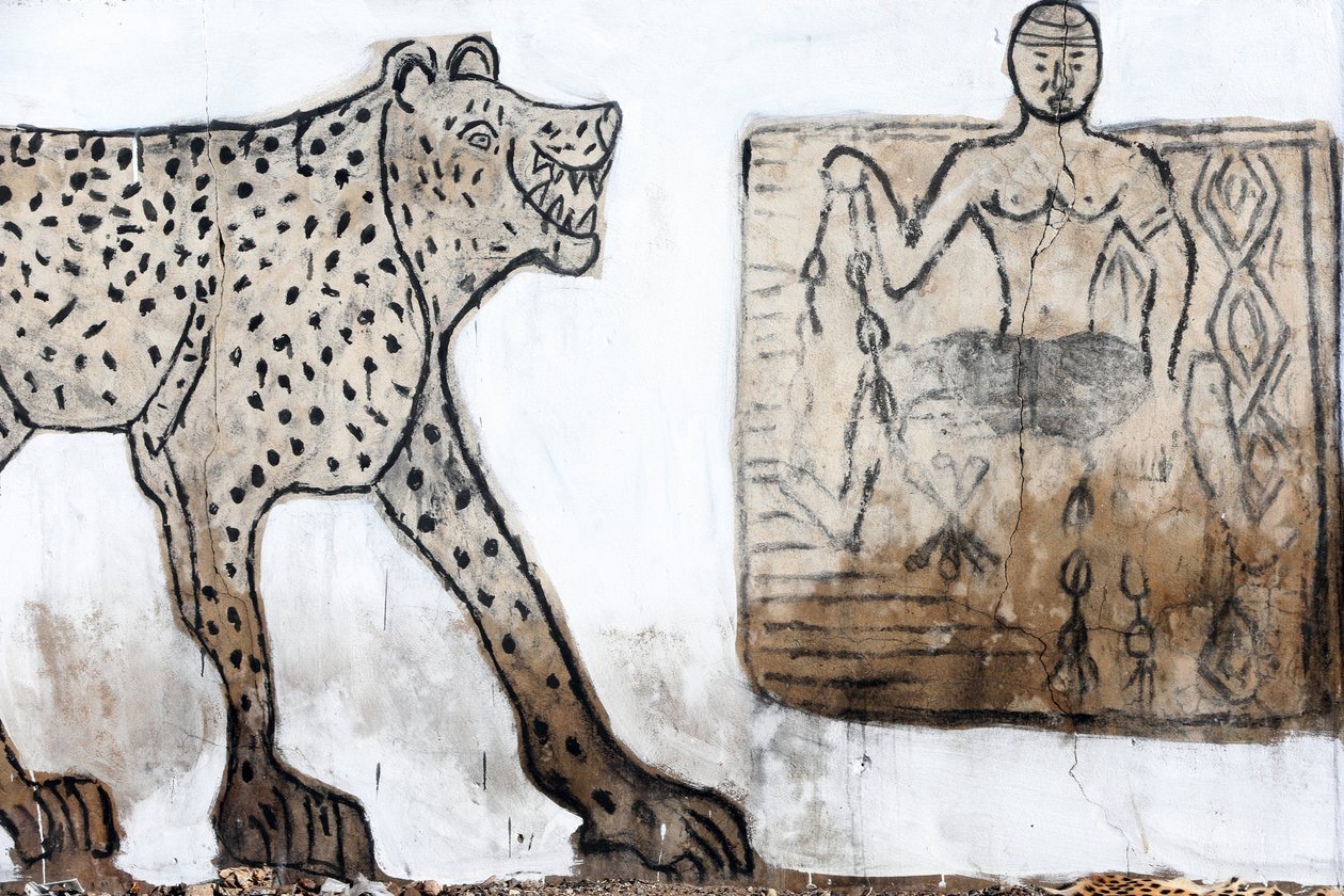 Nástěnná malba voodoo na fetišovém trhu Akodessewa, známém jako největší trh s voodoo na světě. Lome, Togo od Unbekannt