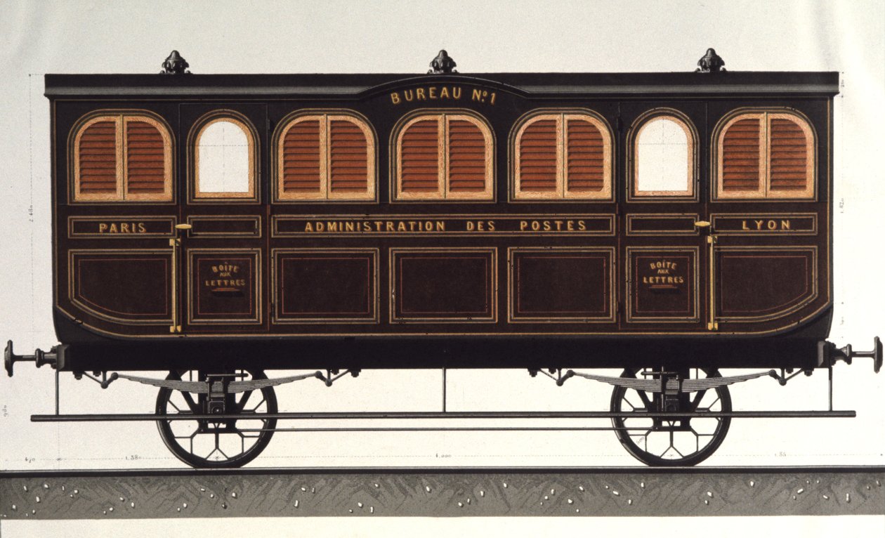 Poštovní vůz, asi 1850 (rytina) od Unbekannter Künstler