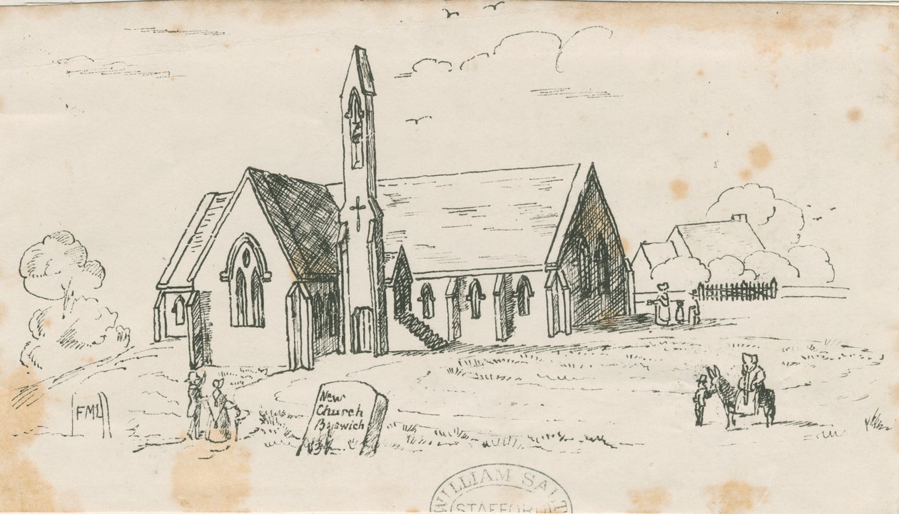 Kostel Walton-on-the-Hill [Nový]: litografie, nd [c 1840] od Unbekannt