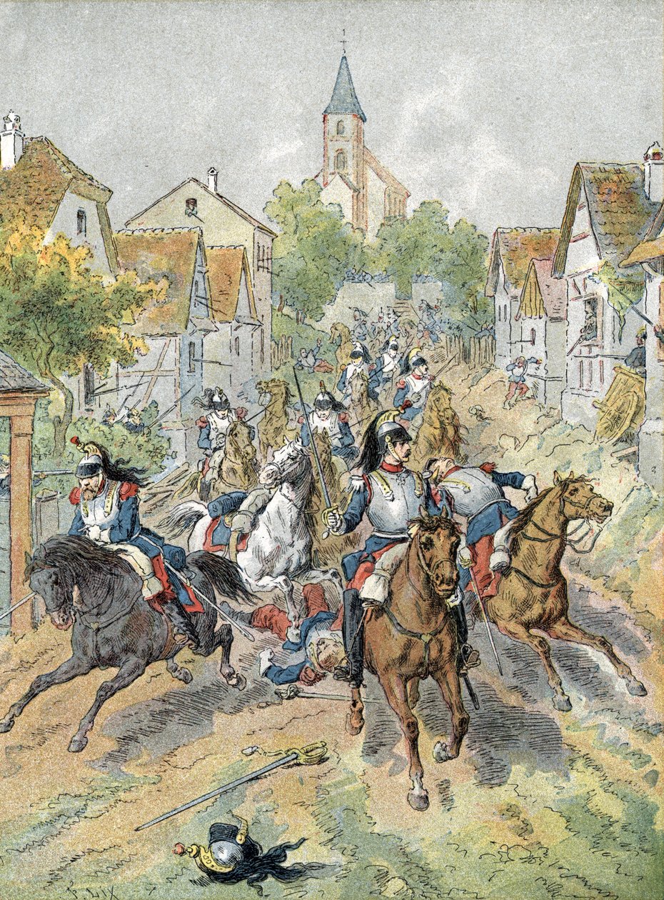 Válka 1870: útok kyrysníků během bitvy u Froeschwiller-Woerth (1870) od Unbekannter Künstler