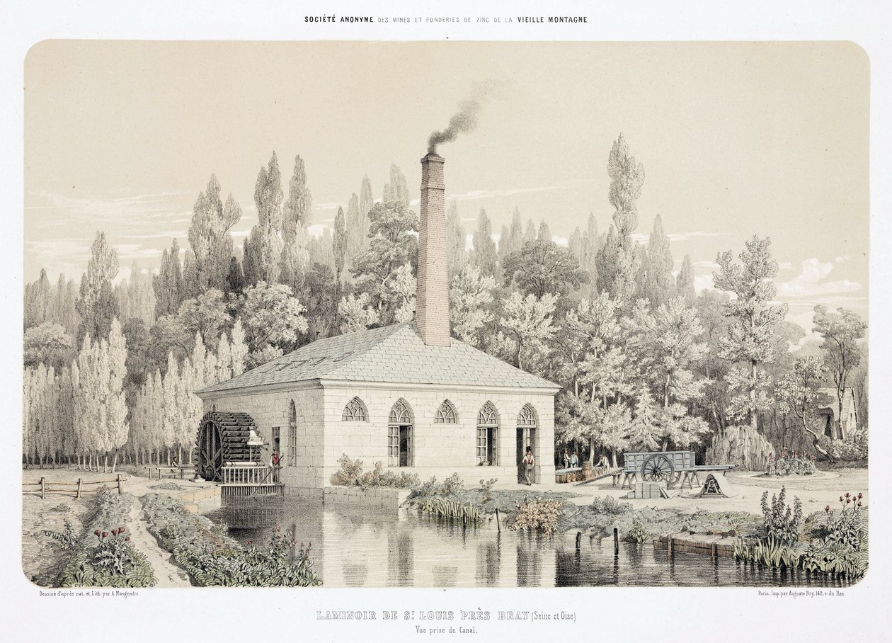 Water Power, Válcovna zinku před rokem 1900 (Laminoir), Saint Louis, poblíž Bray, Francie od Unbekannt