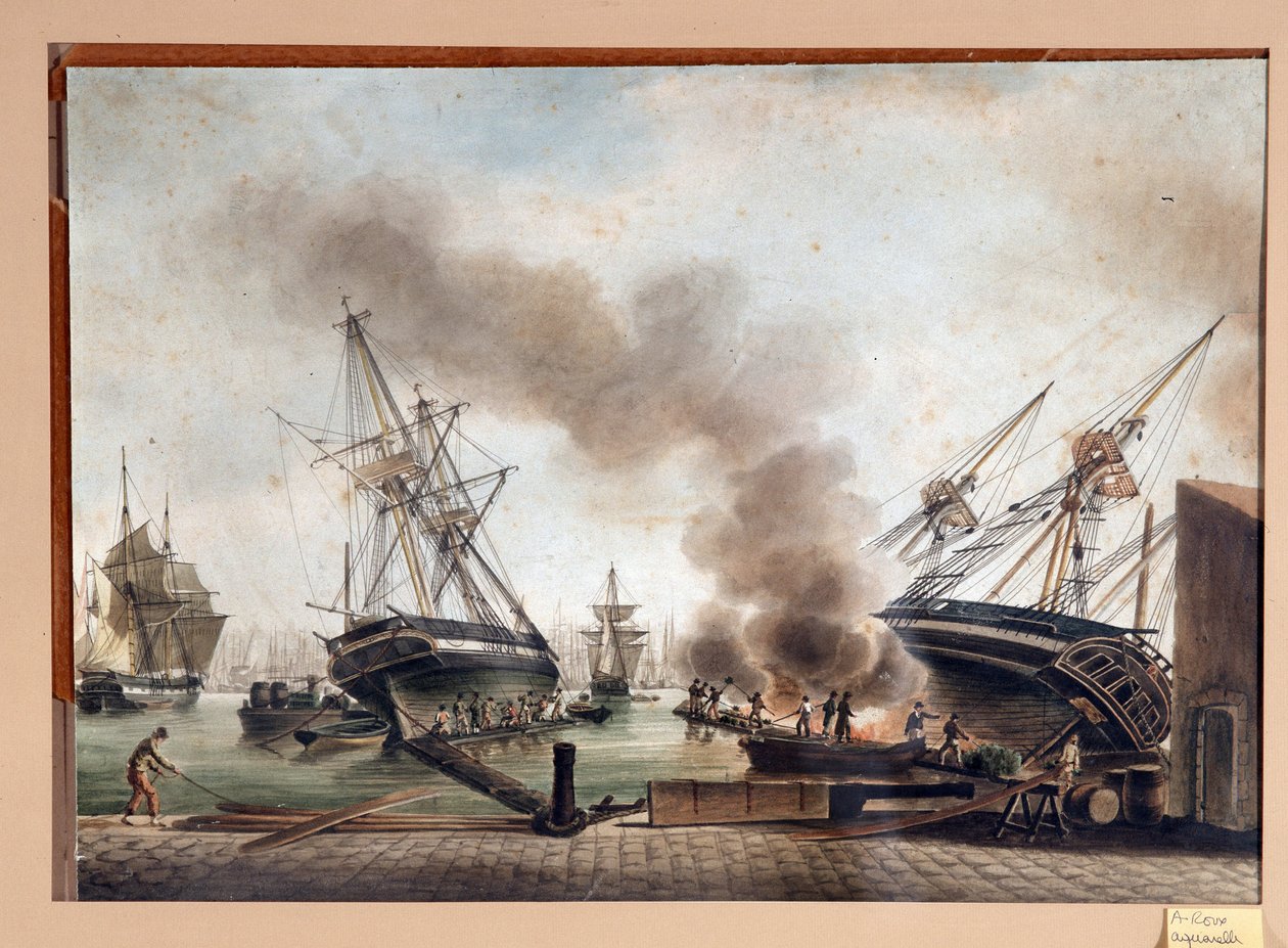 Akvarel A. Rouxe. 19. století Marseille, Musee du Vieux Marseille od Unbekannter Künstler