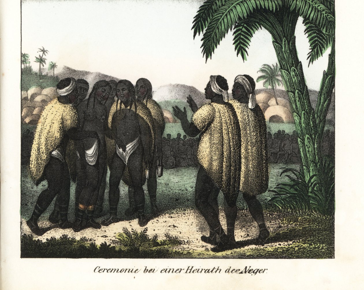 Svatební obřad v jednom senegalském kmeni. Litografie pro knihu: "Friedrich Wilhelm Goedsche (1785-1863), vydání Míšeň (Německo). od Unbekannter Künstler