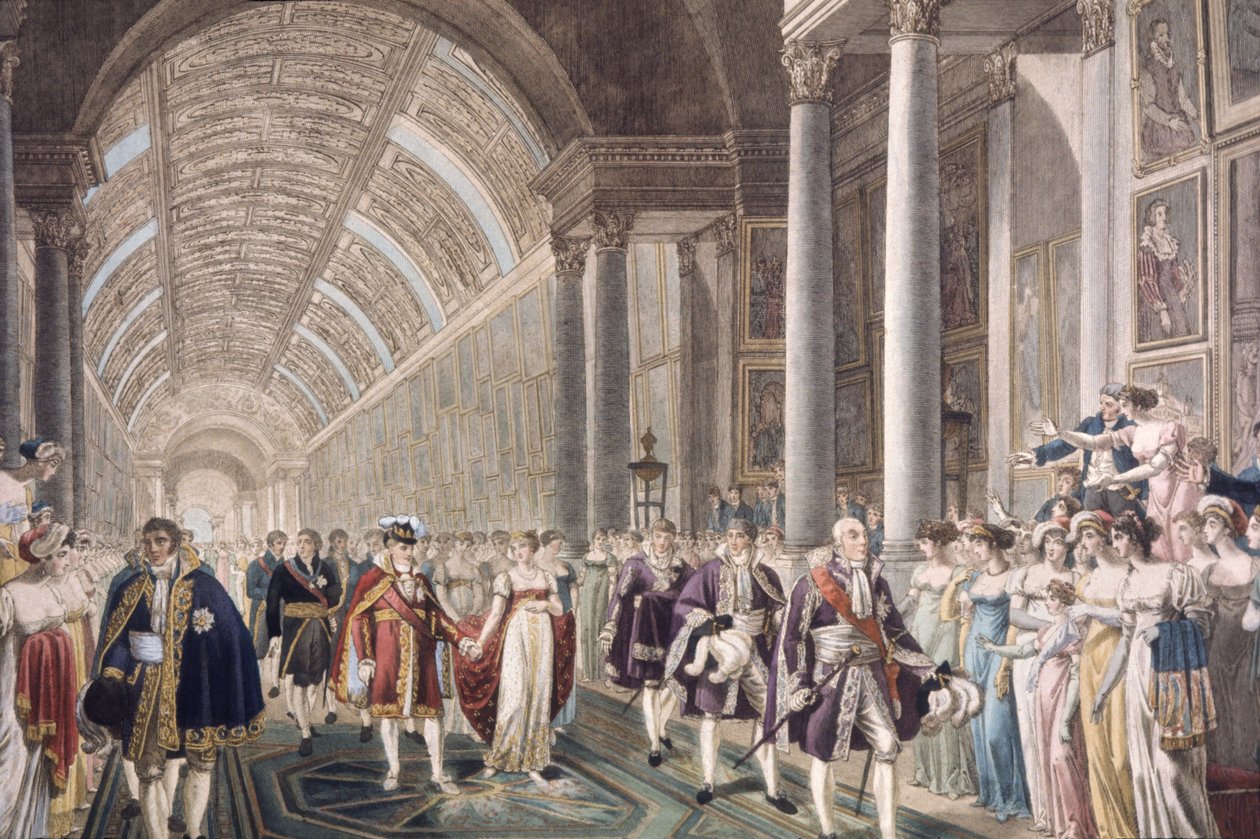 Svatba Napoleona I. a Marie Luisy v paláci Louvre, asi 1810 (rytina) od Unbekannter Künstler