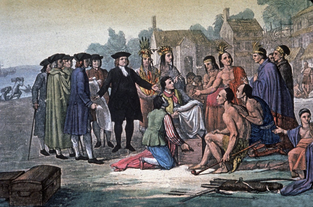 William Penn s indiány národa Delaware, Pensylvánie od Unbekannter Künstler