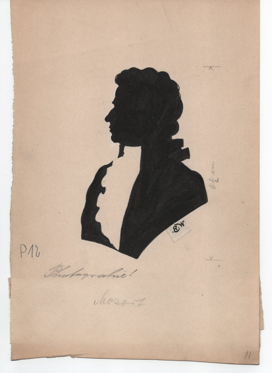 Wolfgang Amadeus Mozart (1756-1791) (asi 1850, silueta) od Unbekannter Künstler