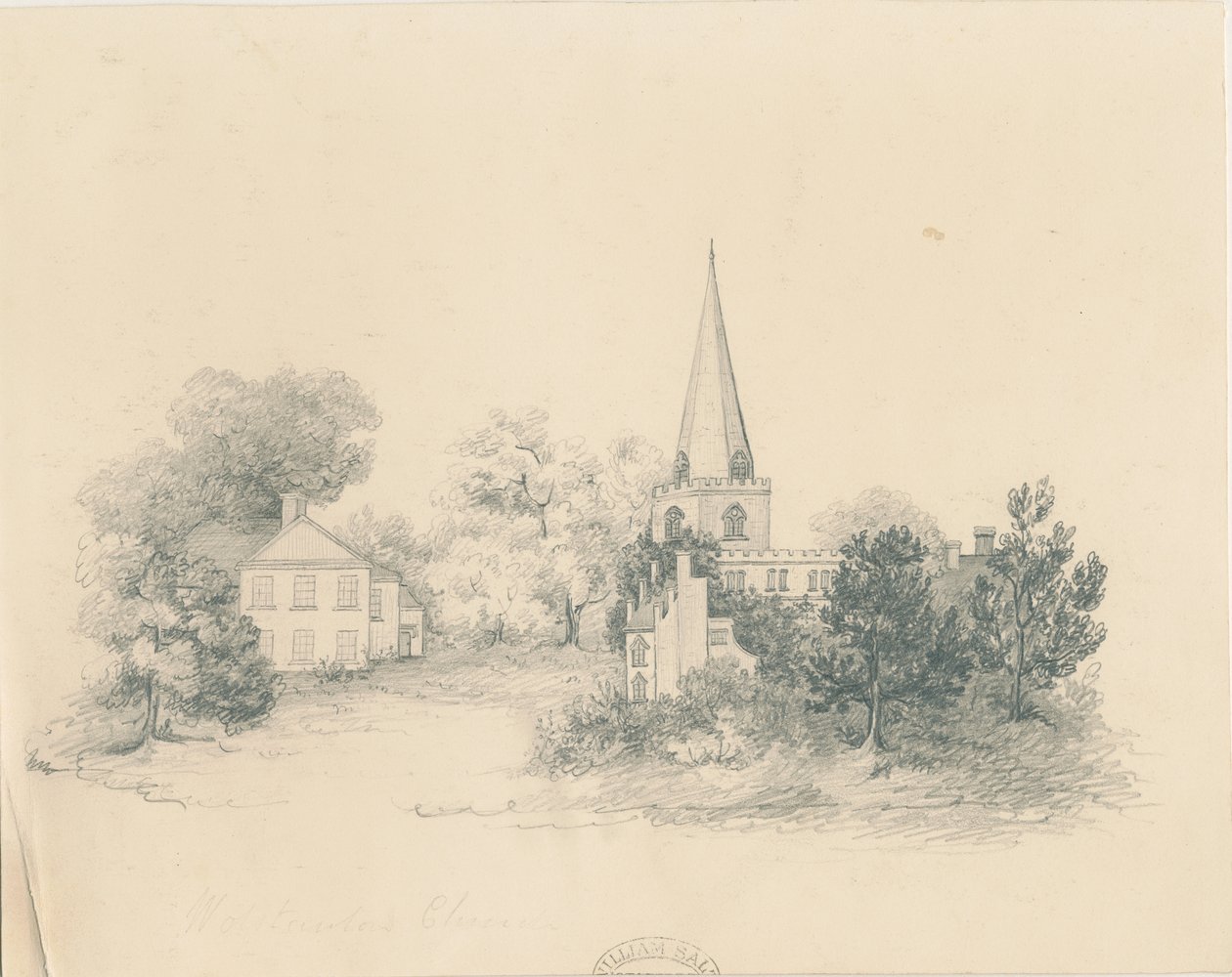 Wolstanton Church: kresba tužkou, nd [?19. století] od Unbekannt