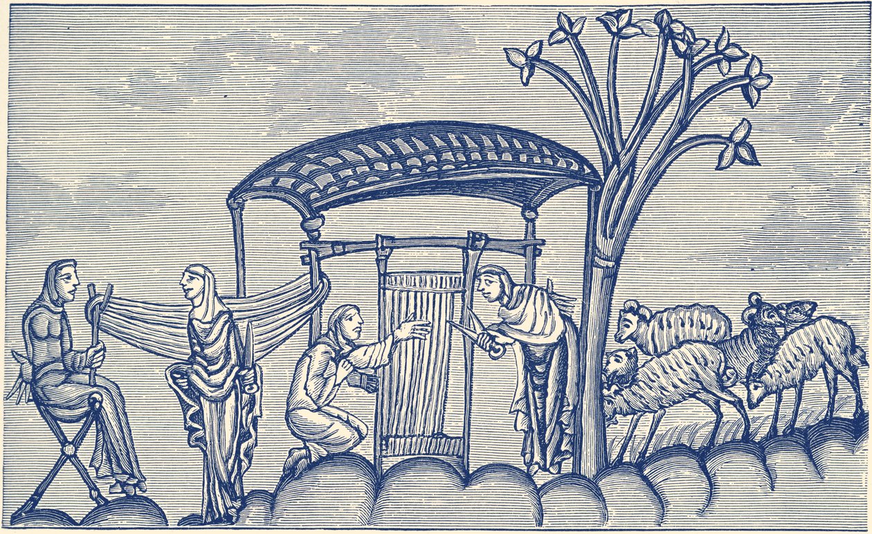 Žena tkající, 1130 - 1174 n. l. od Unbekannter Künstler