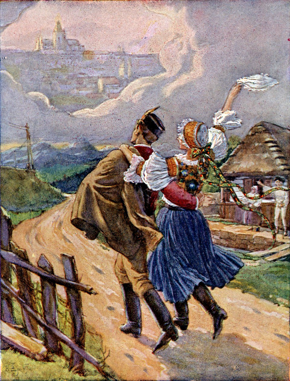Mladý český pár v národním kroji, cca 1920 od Unbekannter Künstler