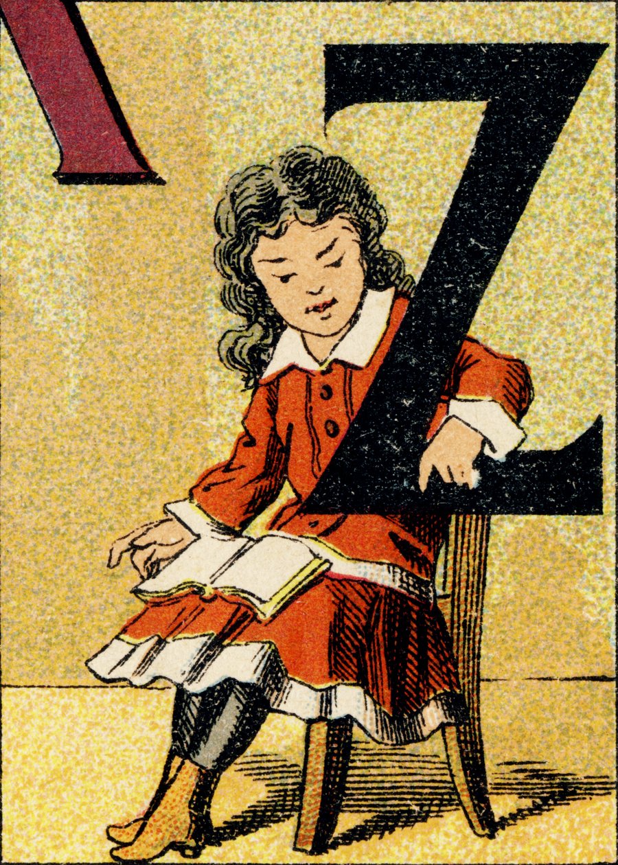Z - Rytina převzata z ABCD malých dívek. Pellerin & Cie, tiskárna-nakladatel, Epinal, kolem roku 1890. Serie A. Rozměry: 19 x 13,5 cm. od Unbekannt
